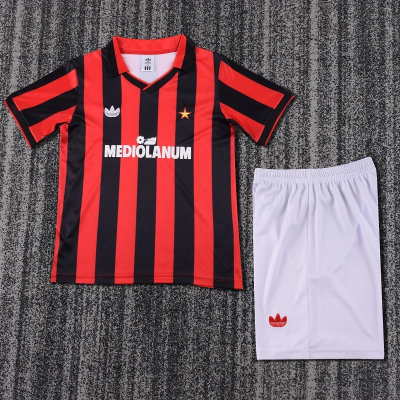 Retro KIDS 1990-91 Kids AC Milan Home Kit football jersey retro