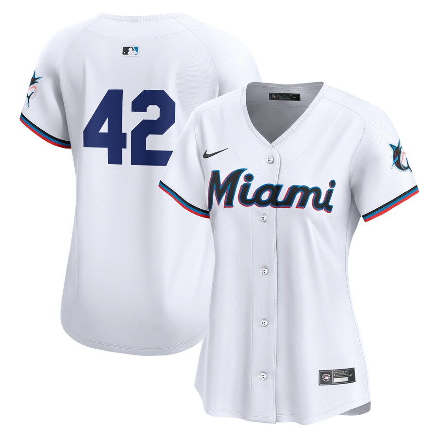 Miami Marlins Women's 2024 Jackie Robinson Day Home Limited Jersey  White