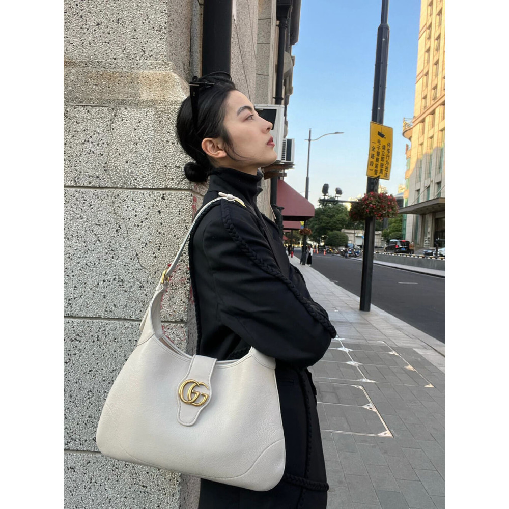 Gucci Cosmogonie Crescent Shoulder Bag Black Leather 39cm