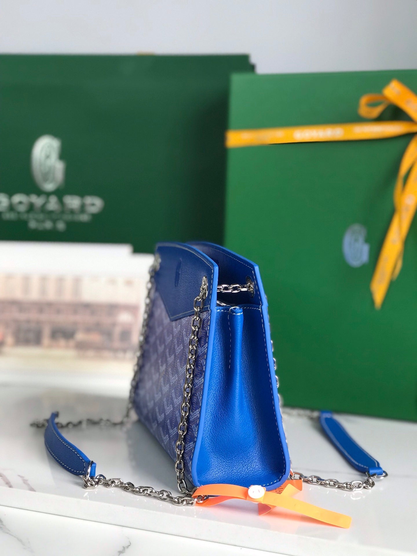 Goyard Rouette Structuré Mini Bag 21 Sapphire Blue Goyardine Canvas And Calfskin