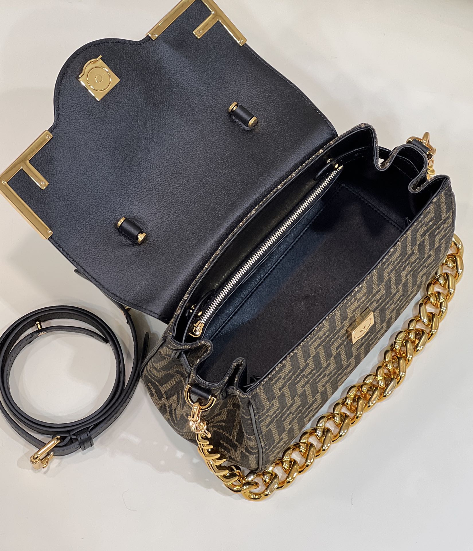 Fendi x Versace Fendace La Medusa Top Handle Bag Zucca Canvas 25cm