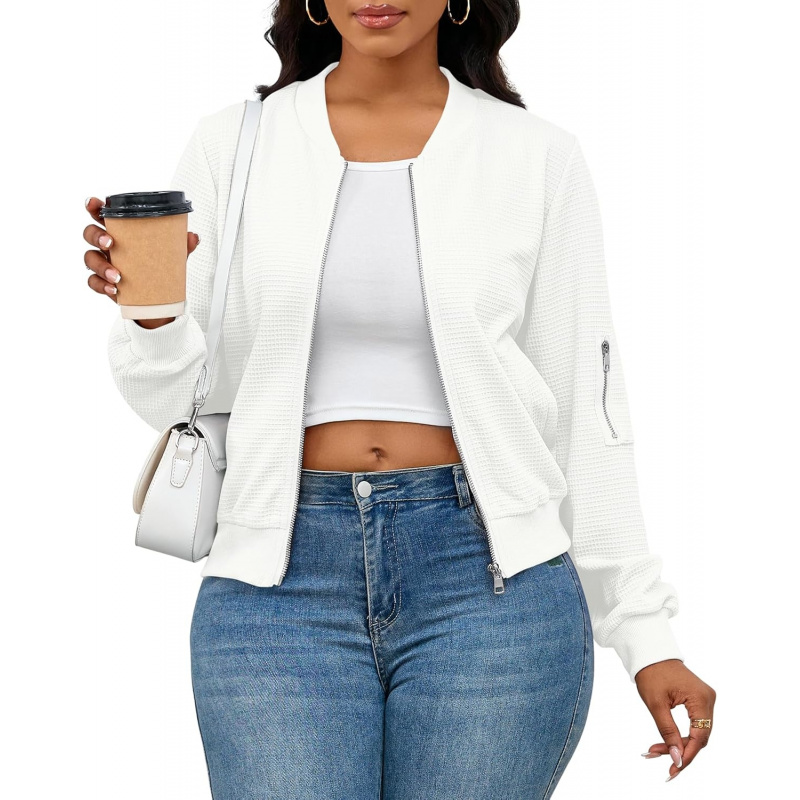 Women Casual Full Zip Up Comfy Loose Long
