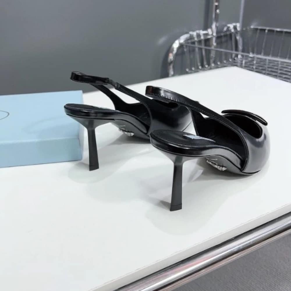 Prada Brushed Leather Slingback Pumps Black 1I901M 055 F0002 F 075