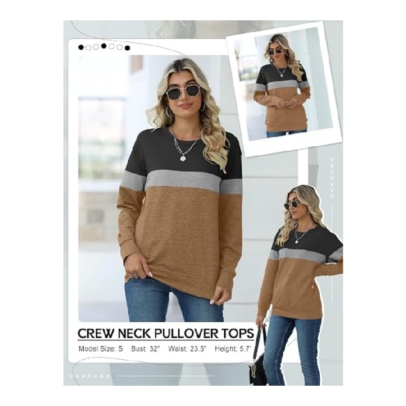 Women's Casual Crewneck Sweatshirts Cute Loose Fit with Pockets