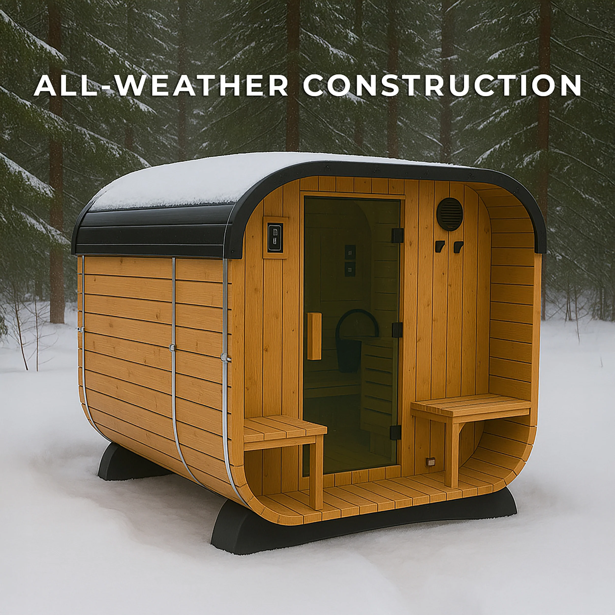 Lennon Outdoor Cube Sauna with Porch �?4-6 Person