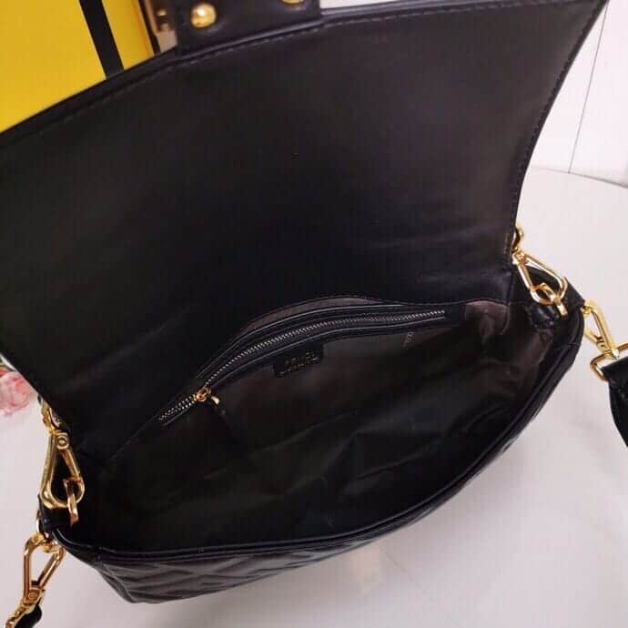 Fendi Baguette Leather Black Nappa Bag 27Cm