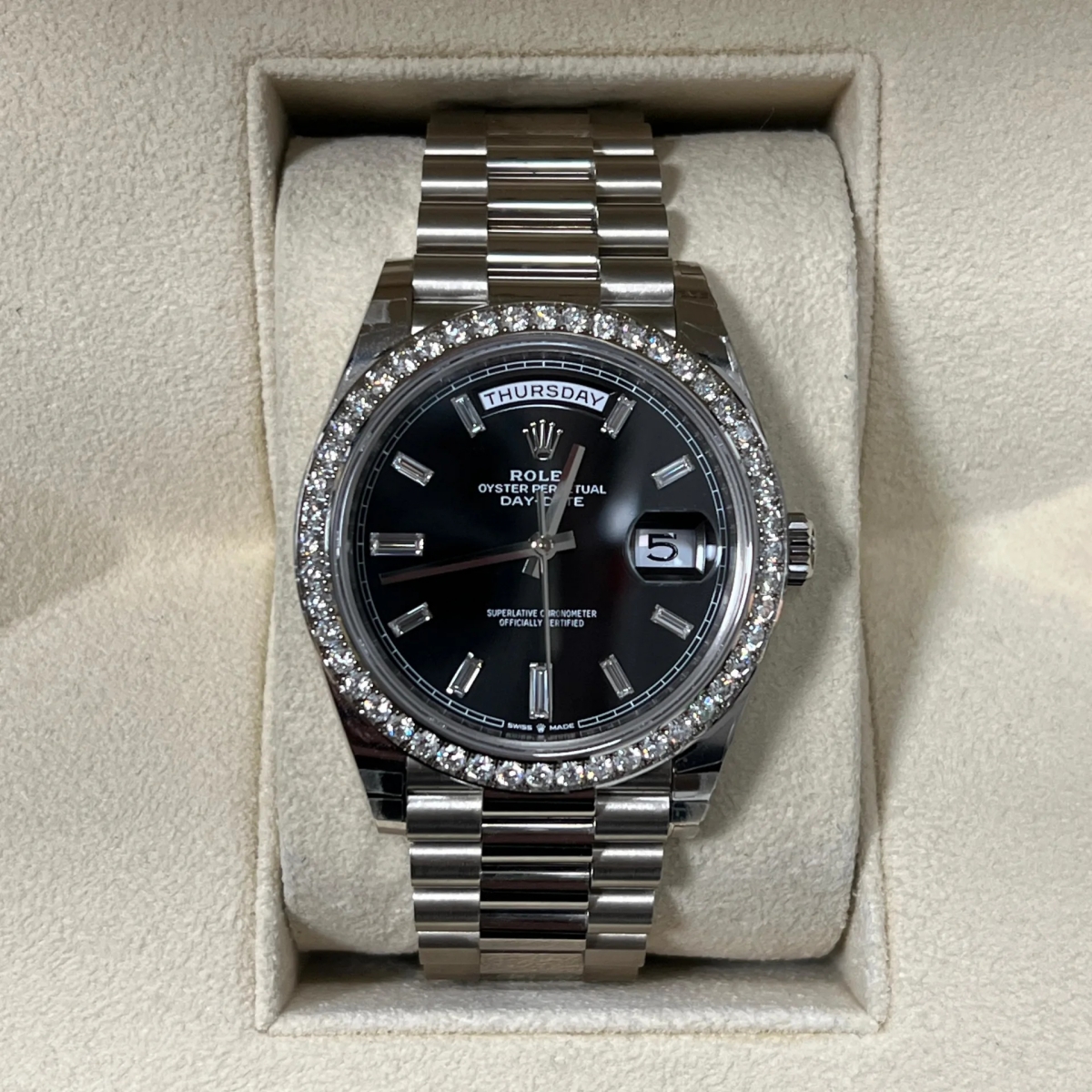 【Super Clone】RLX  Day-Date 40mm 228349RBR-0003 Bright Black Dial President Bracelet