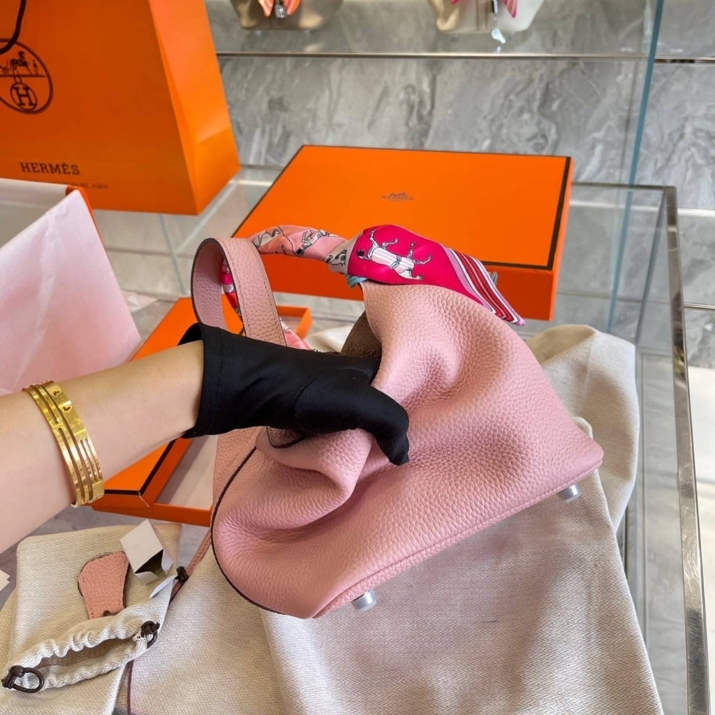Hermes Picotin 18 Clemence Silver Hardware Rose Sakura 18Cm