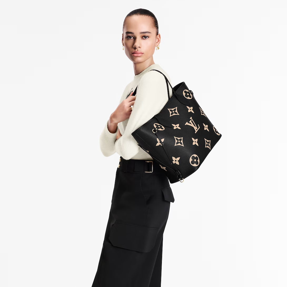 Louis Vuitton Neverfull MM Tote Bag Monogram Empreinte Black 31cm M58907