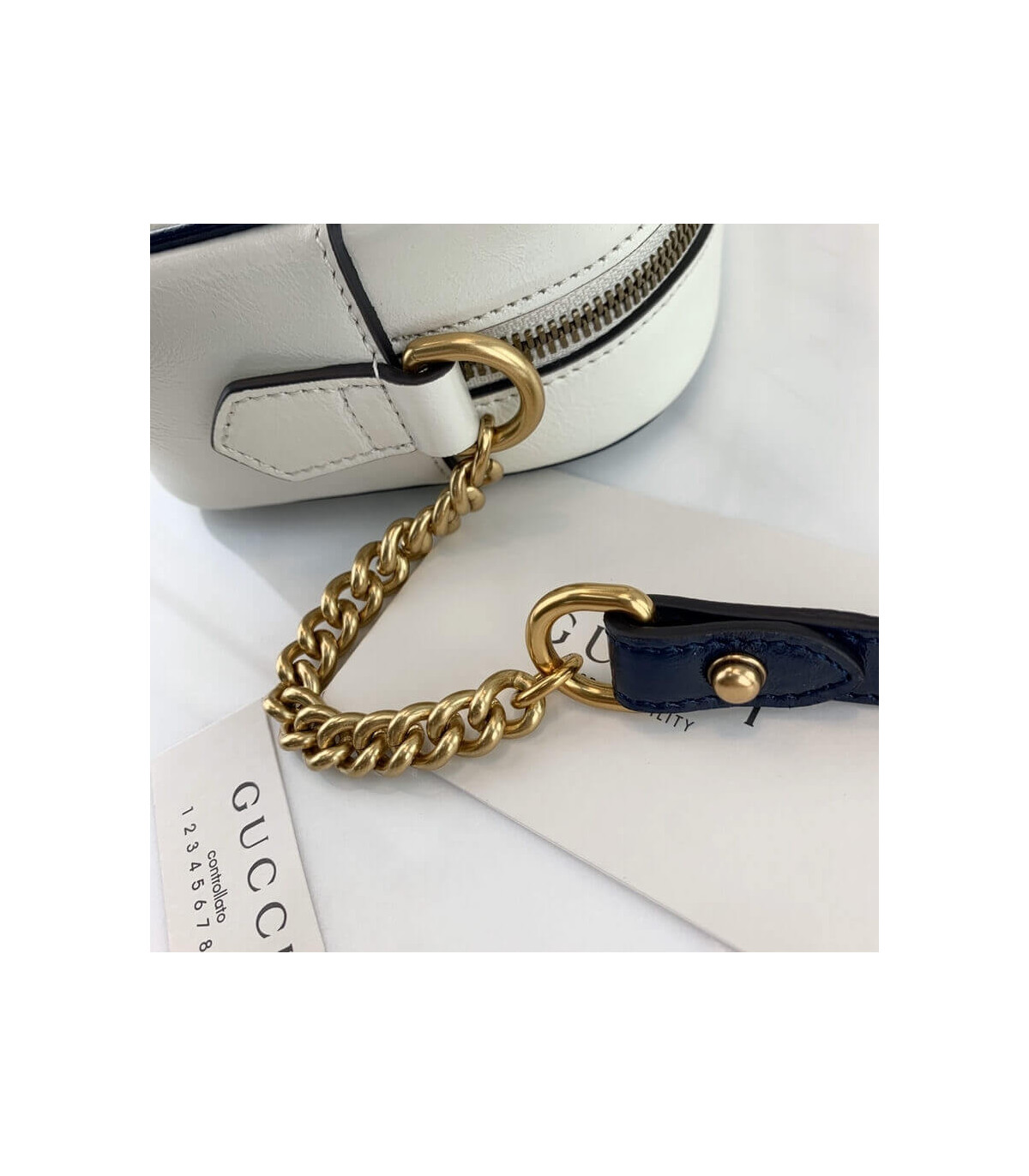 Gucci Diagonal GG Marmont Mini Bag White/Blue
