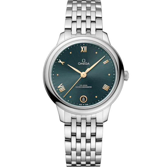 Omega De Ville Prestige 34 mm Green Dial Stainless Steel Bracelet 434.10.34.20.10.001