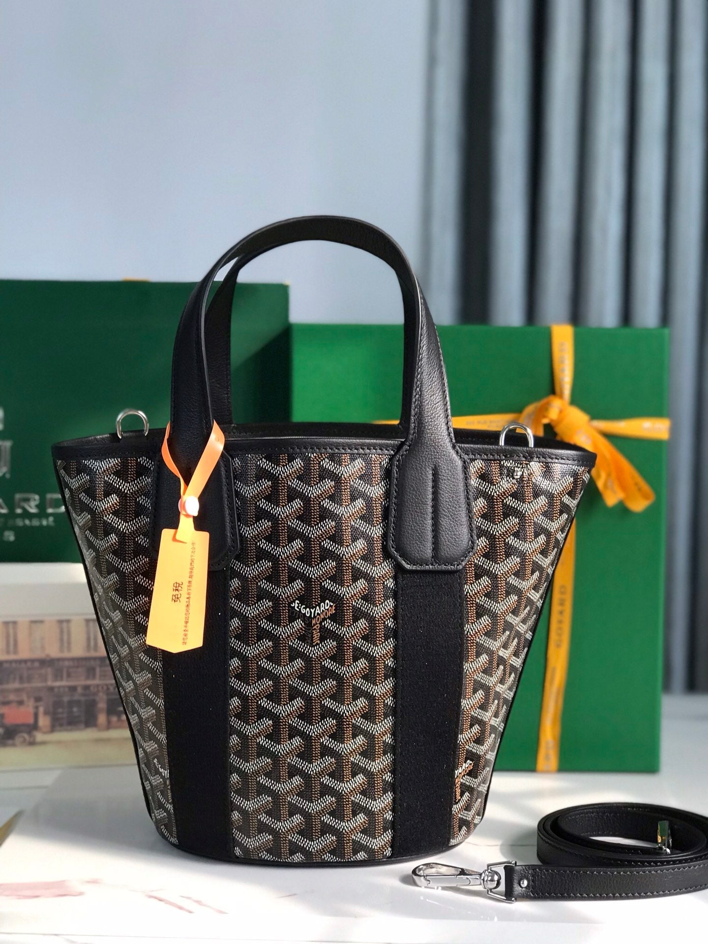 Goyard Small Belharra 24 Cm Black Goyardine Canvas And Lambskin