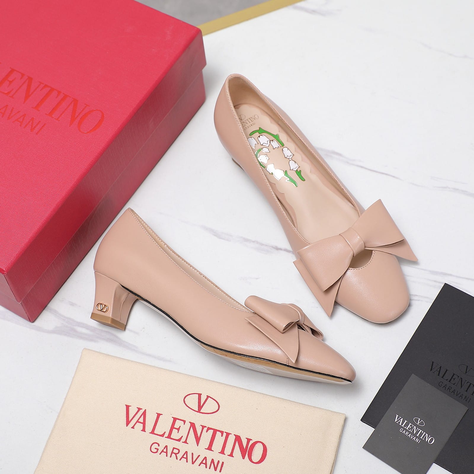 Valentino Bowow Pumps In Kidskin Water Rose 6W2S0Lb5Ddt W34