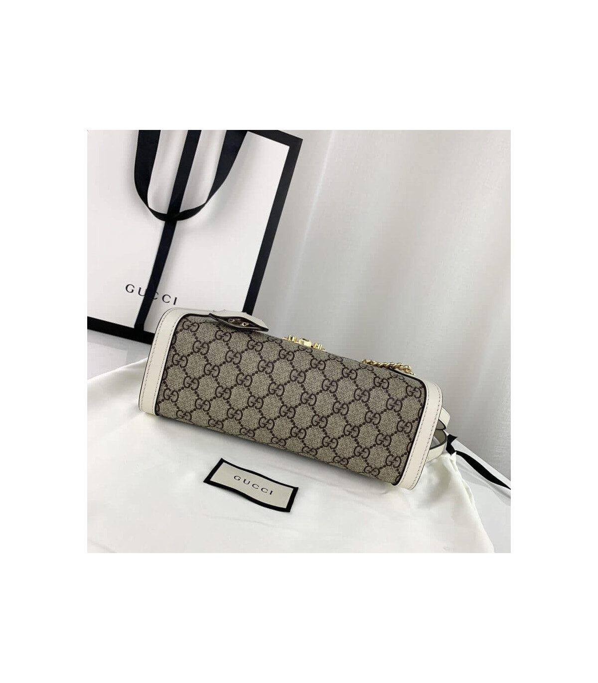 Gucci GG Supreme Padlock Small Shoulder Bag White
