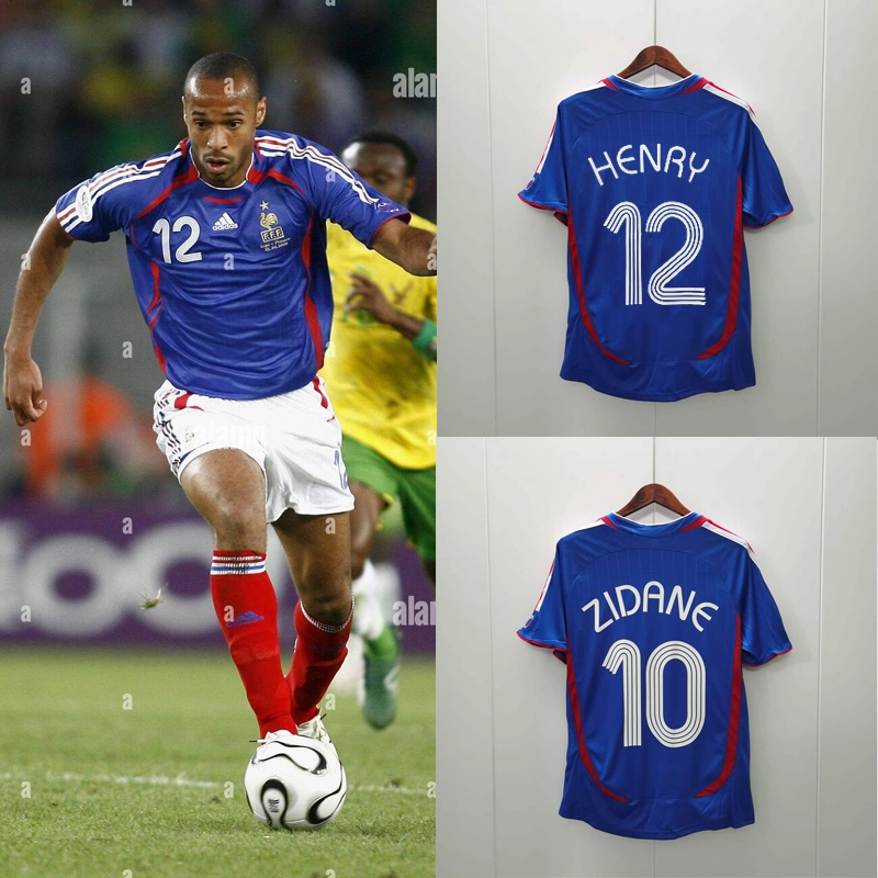 Retro 2006 France Home 10#ZIDANE HENRY VIEIRA ZIDANE SOSANNAH Football jersey retro