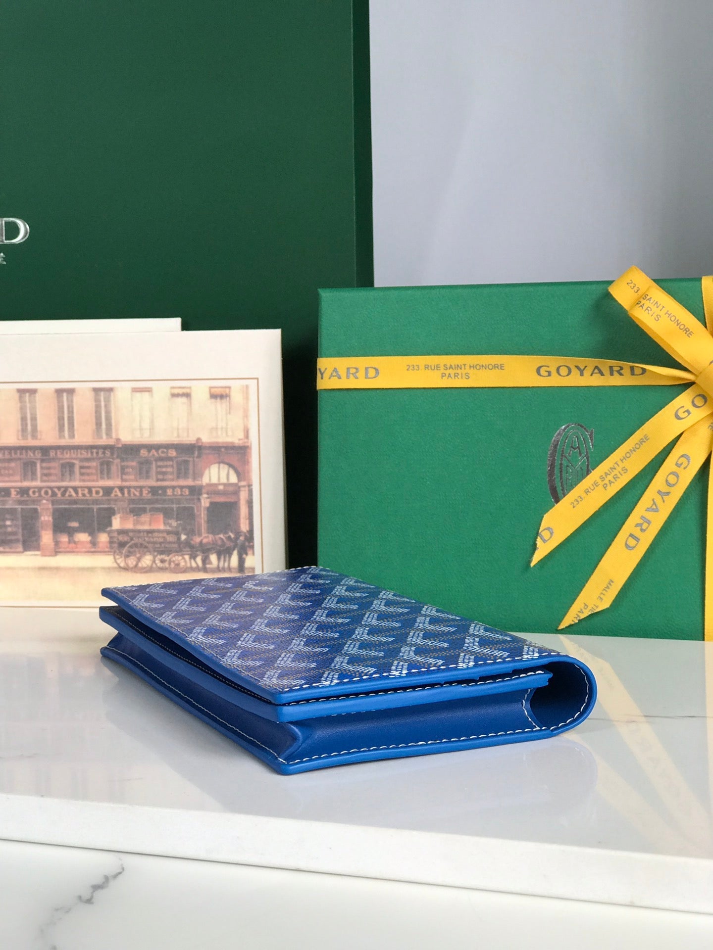 Goyard Richelieu Wallet 19 Cm Sapphire Blue Goyardine Canvas