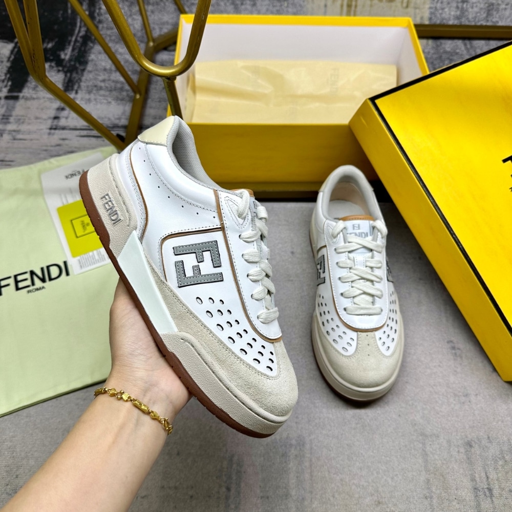Fendi Match Suede Low Tops White And Brown  8e8670asb2f1rux