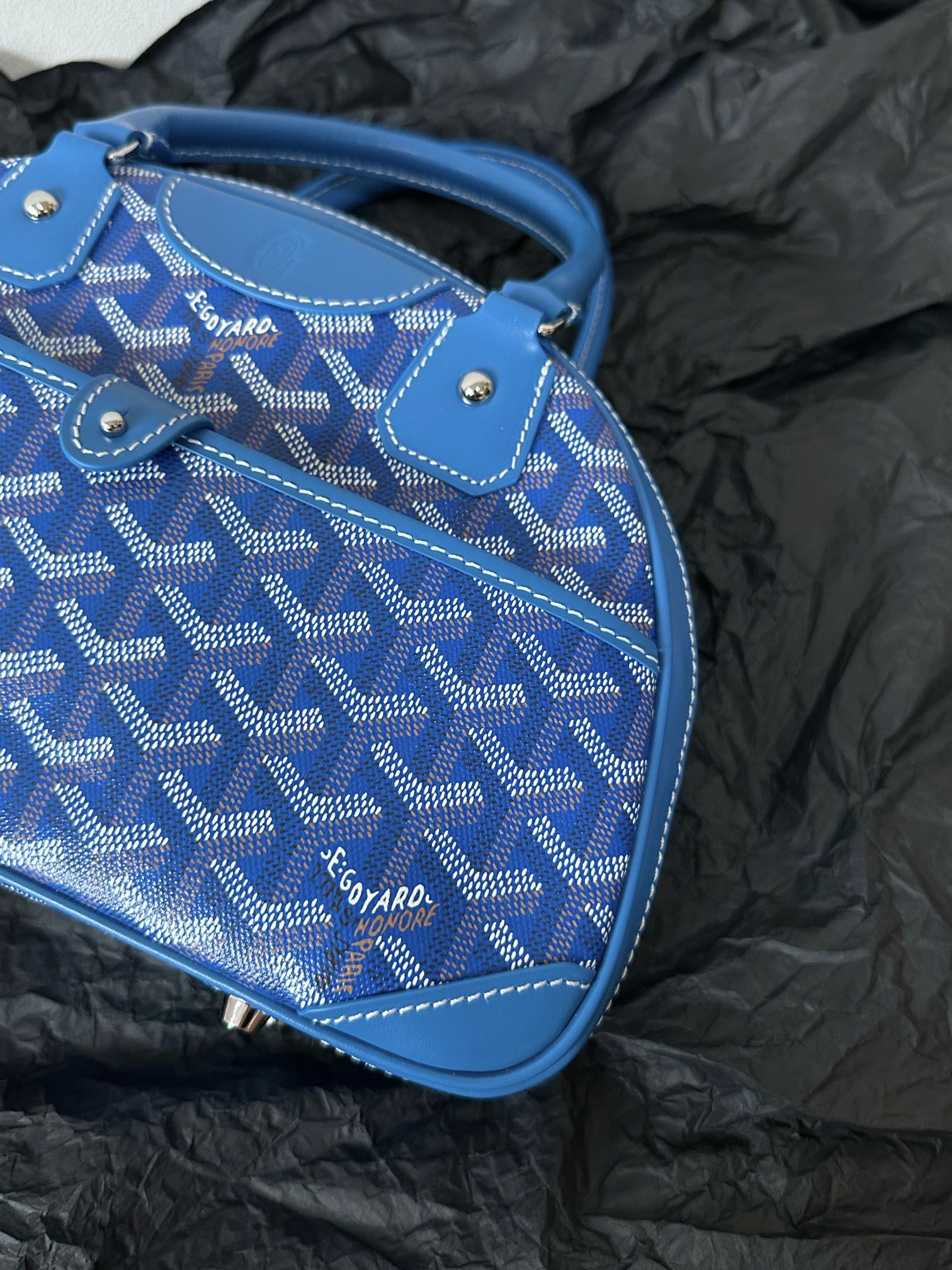 Goyard Goya Bowling Ball Small Blue Canvas 27cm