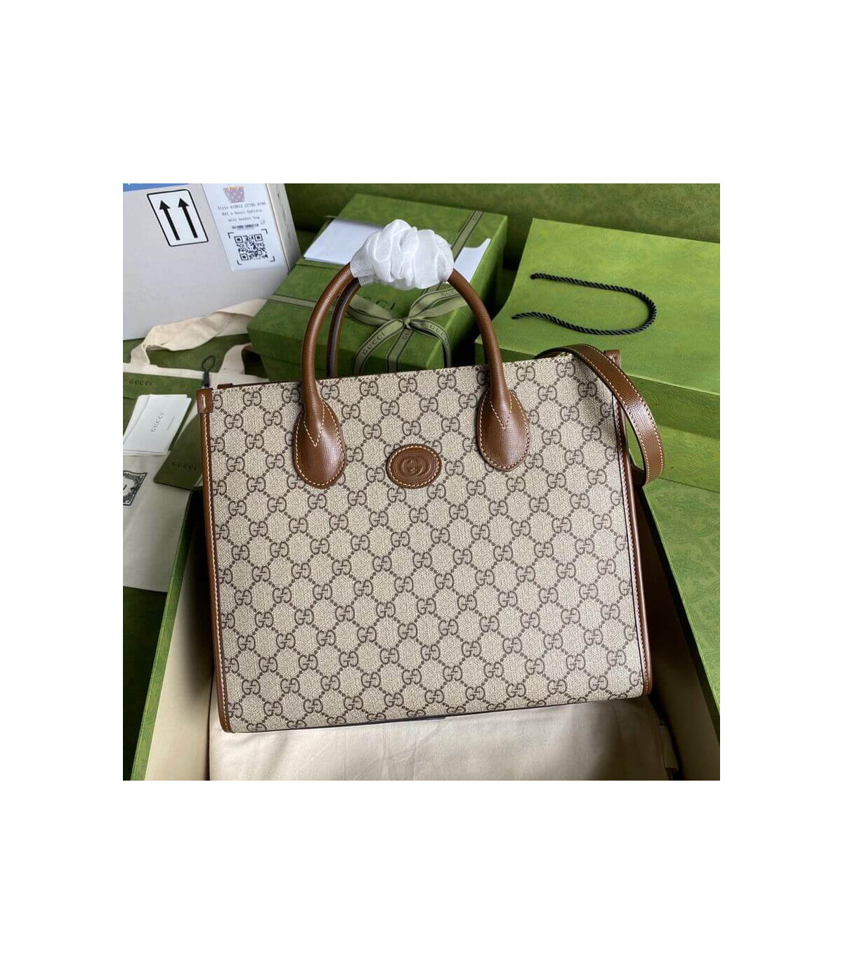 Gucci Tote Bag Small GG Supreme Marrone 31cm