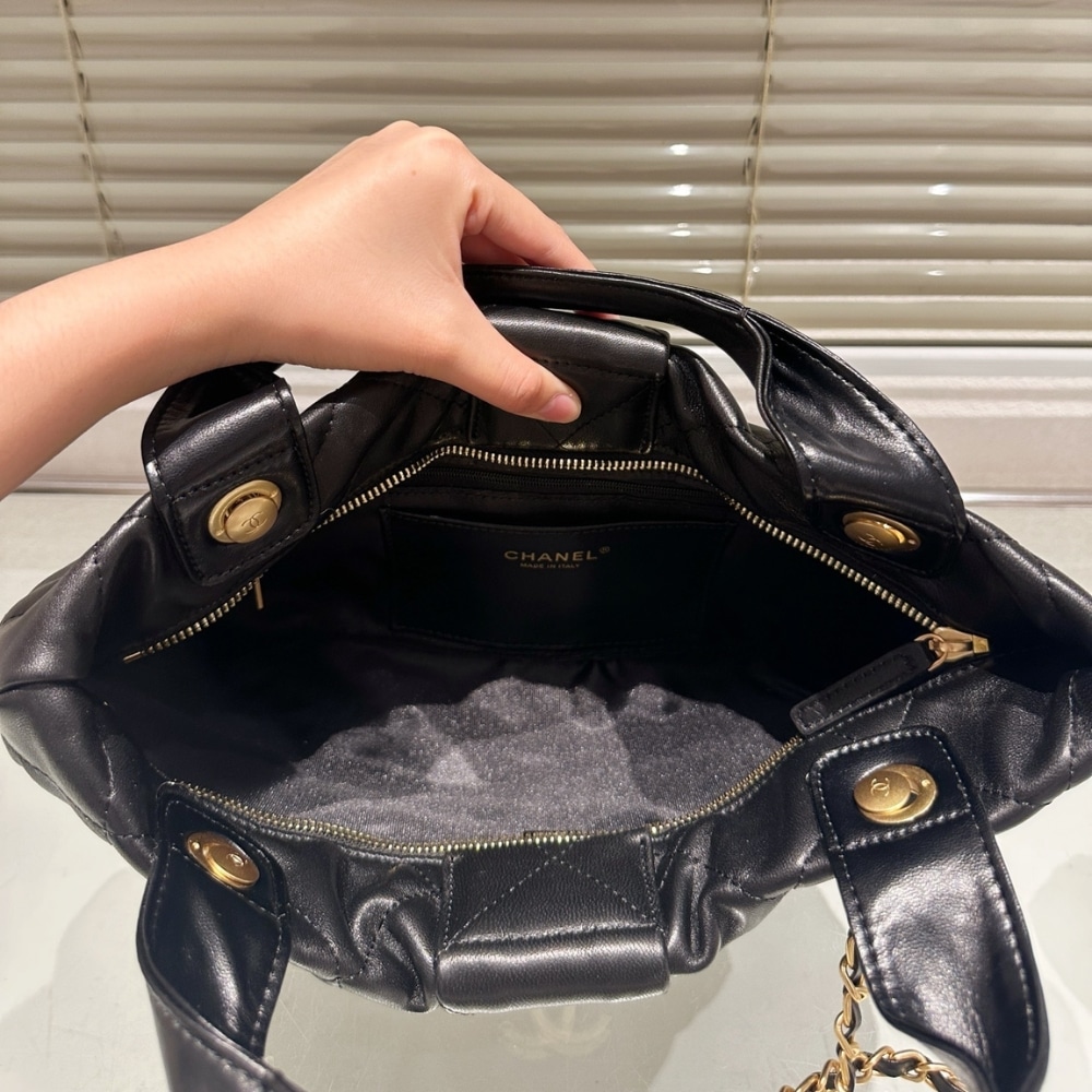 Chanel Maxi Bow Bag Shiny And Gold Tone Metal Black 51Cm