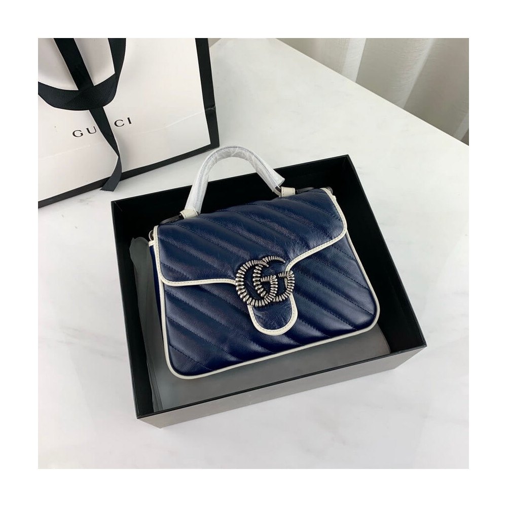 Gucci GG Marmont Mini Top Handle Bag Blue