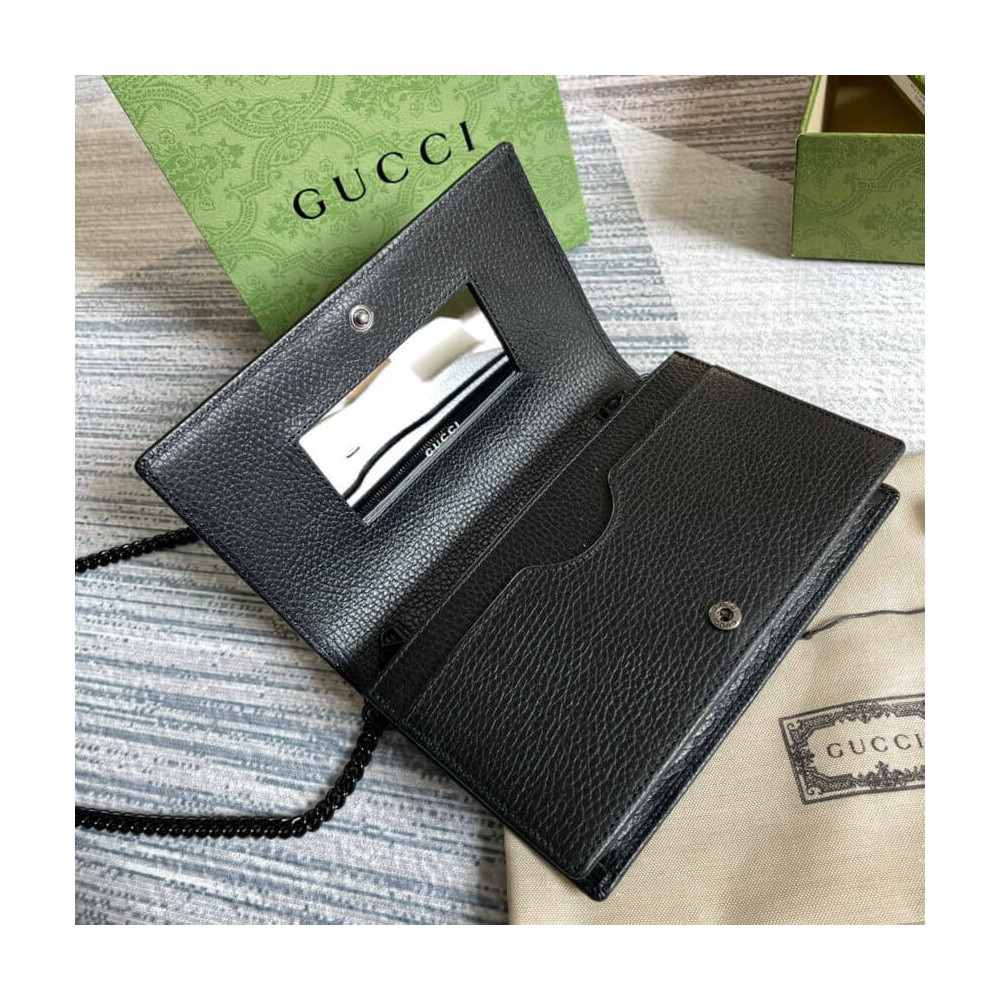 Gucci Textured Leather GG Marmont Mini Chain Bag 497985