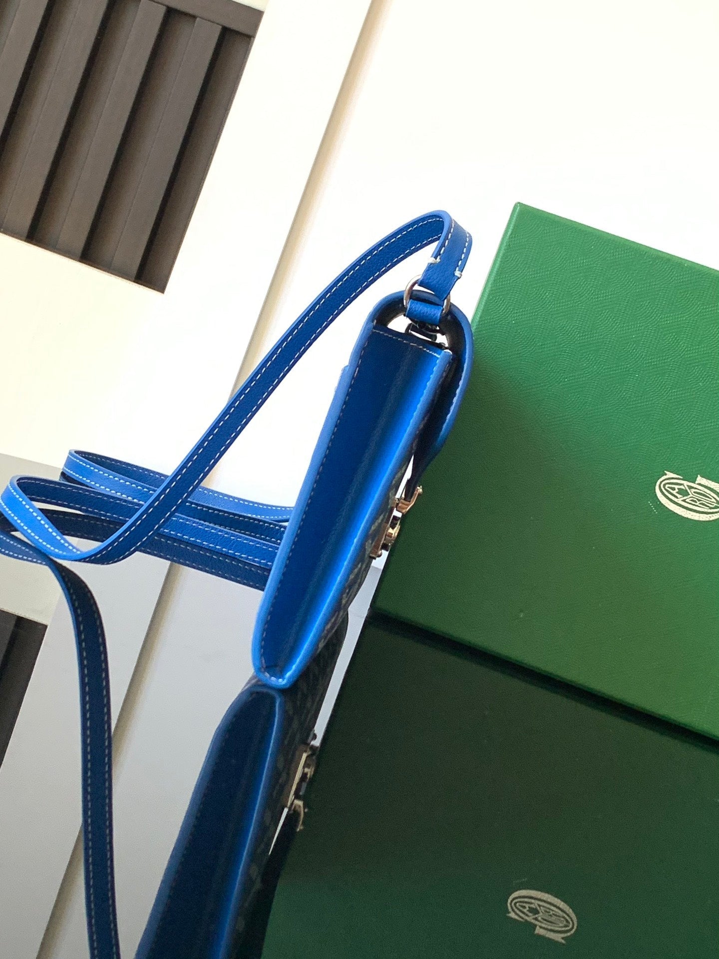 Goyard Chypre Wallet-Pouch 21 Cm Sapphire Blue Goyardine Canvas And Calfskin