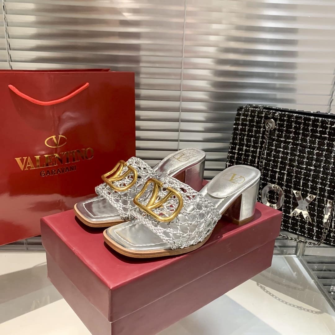 Valentino Garavani VLogo Sandal Silver