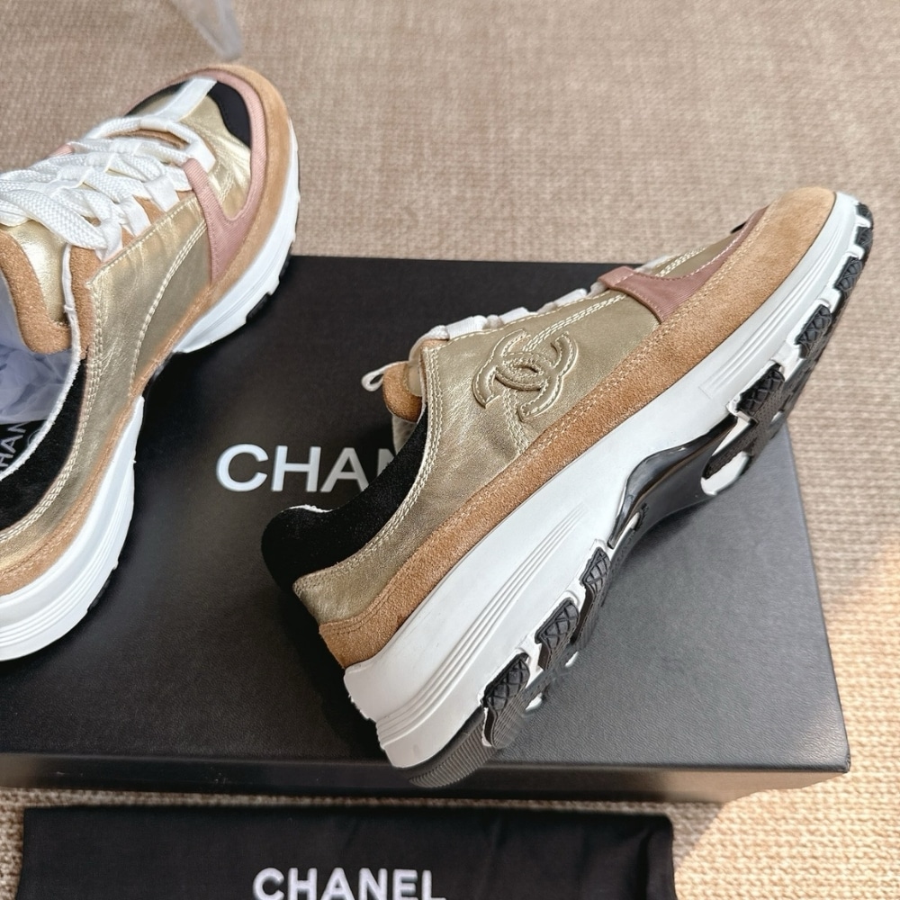 Chanel Sneaker Gold Beige And Black G46609 B21320 U2406