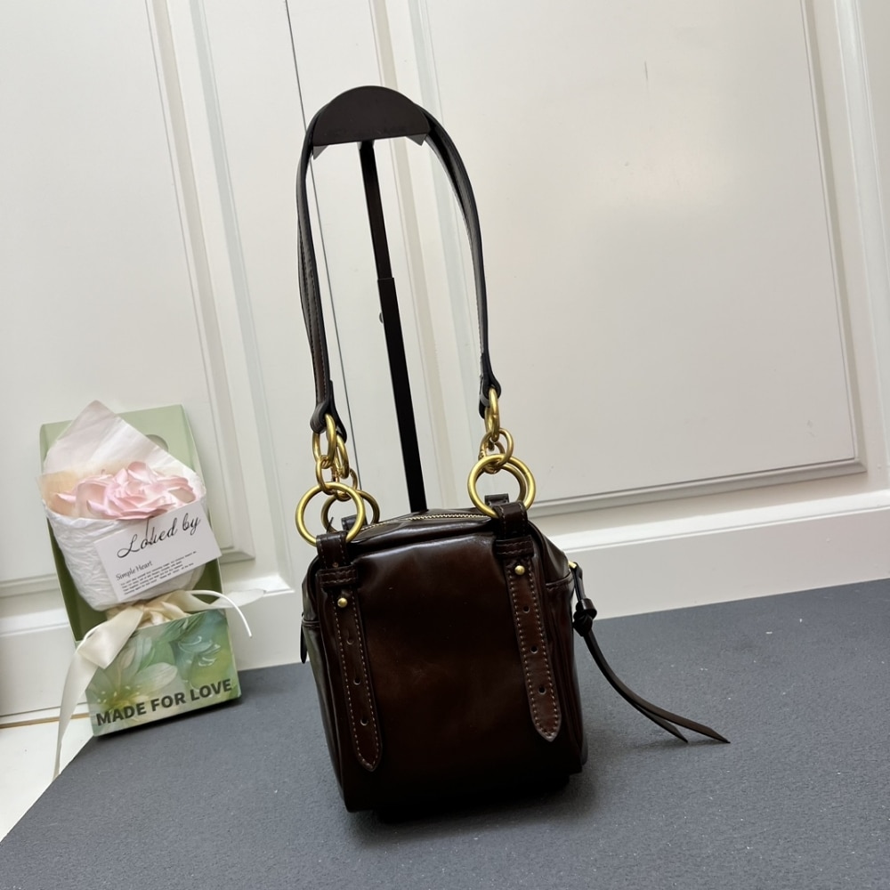 Prada Dangle Top Handle Mini Bag Brown 14Cm