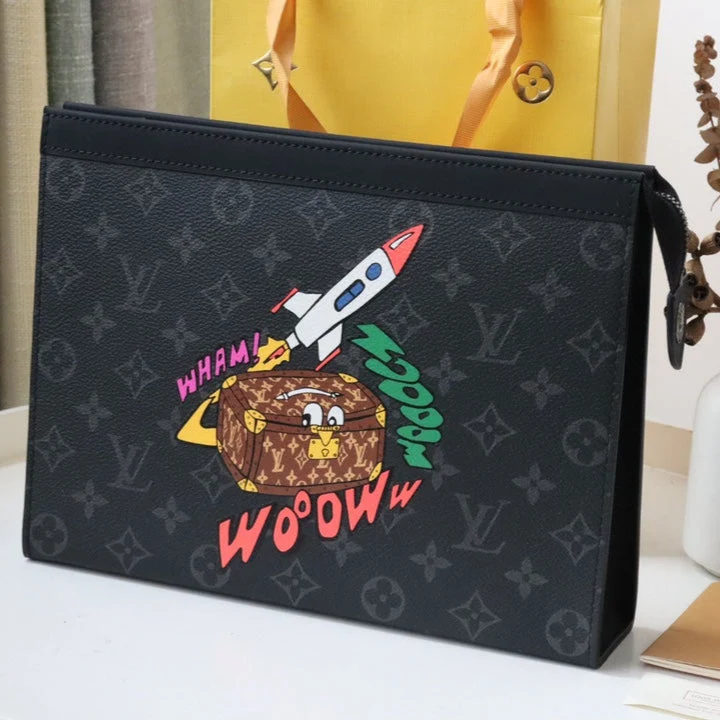 LV Eclipse Pochette Voyage MM Black Monogram Canvas 224229
