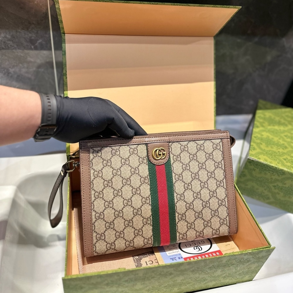 Gucci Ophidia Pouch Beige Gg Supreme Canvas 26Cm 625549 96Iwg 8745