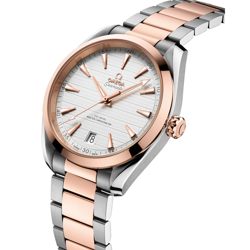 OMEGA Seamaster Aqua Terra 41 mm   Silver Dial Stainless Steel and Sedna™ 18k Rose Gold Bracelet 220.20.41.21.02.001