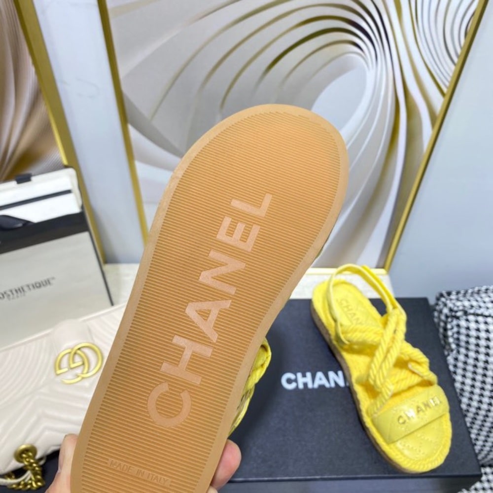 Chanel Rope Sandals Strap Yellow