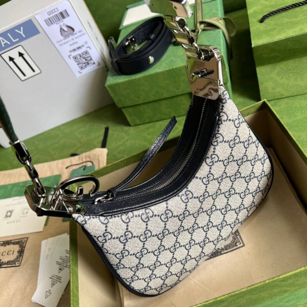 Gucci GG Supreme Attache Small Shoulder Bag Blue