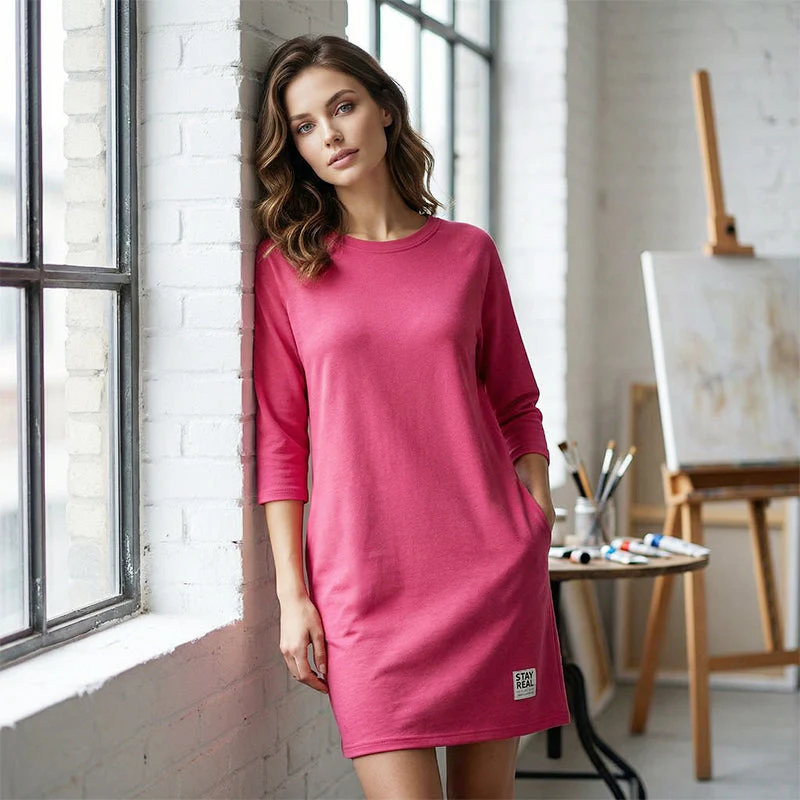 ✨🔥Women's Crew Neck Casual Loose T-Shirt Dress💕