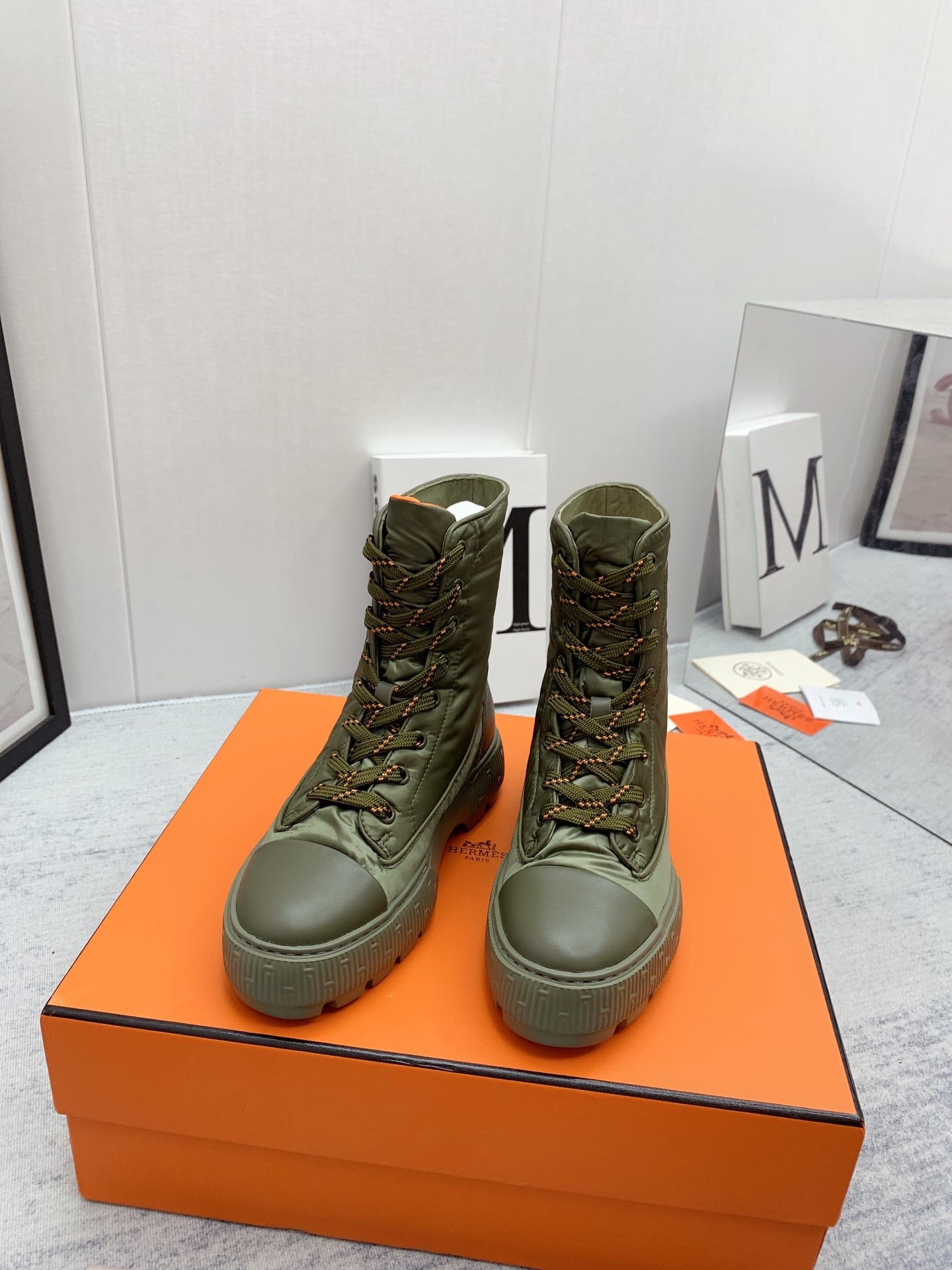 Hermes Fresh Ankle Boots Green