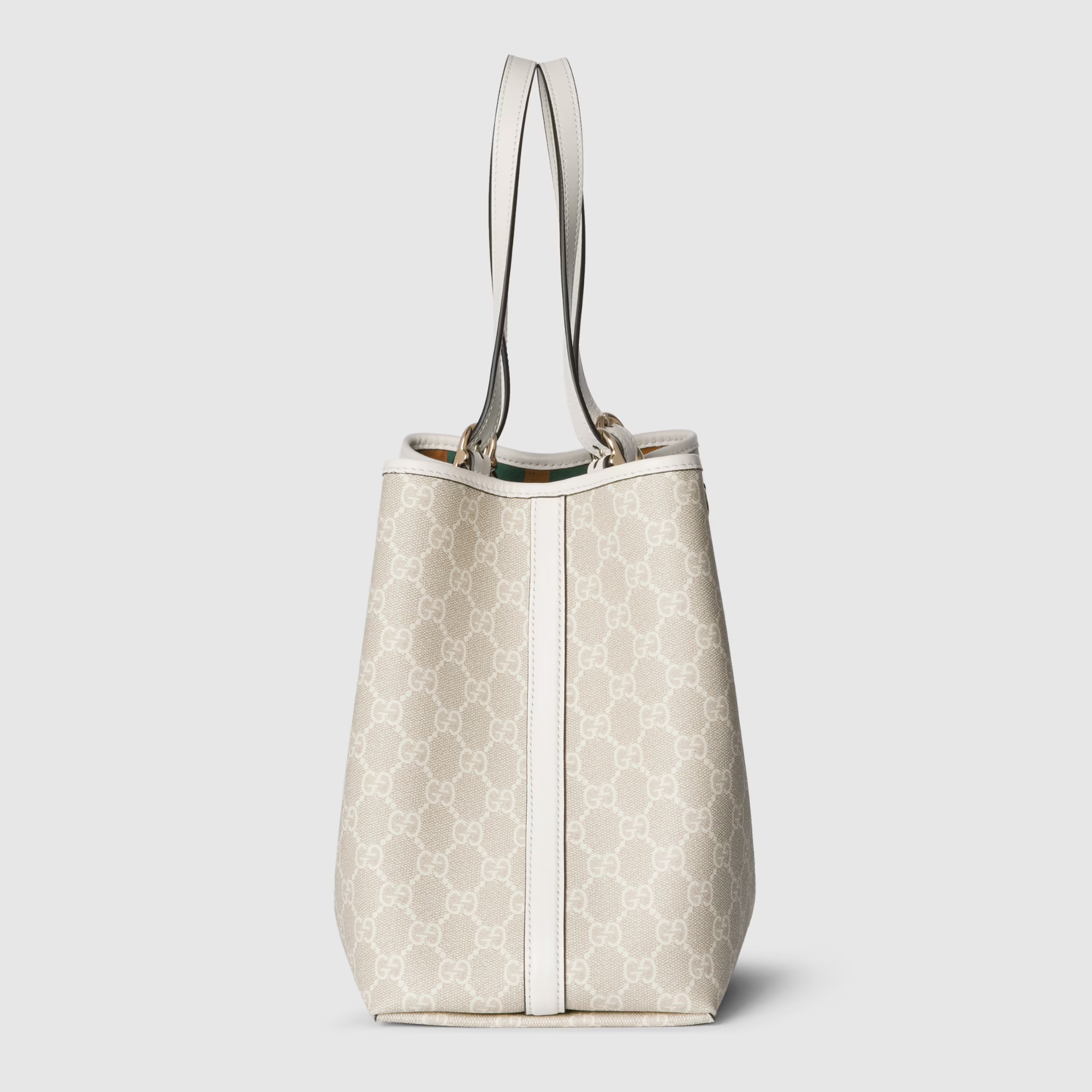 Gucci GG Emblem Large Tote Bag Beige And White Fabric 815213 38cm/15in