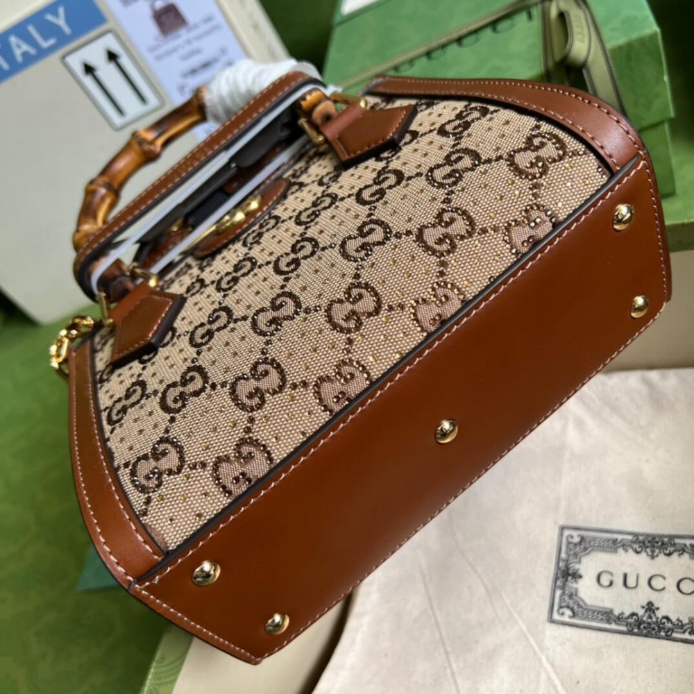 Gucci Diana Crystals Mini Tote Bag
