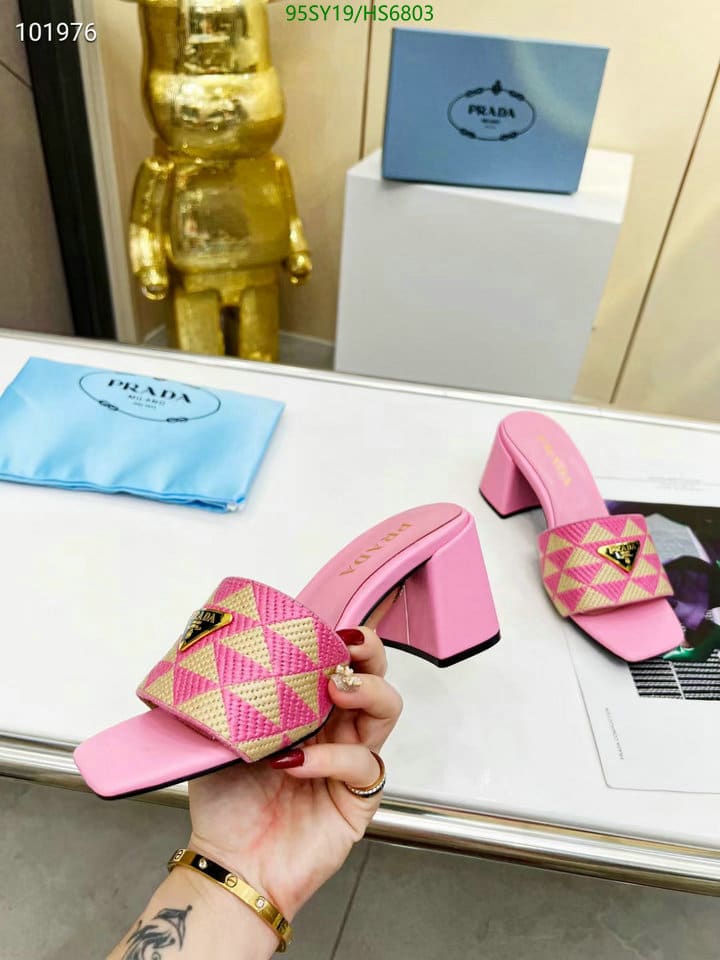Prada Triangolo Jacquard Mules Pink