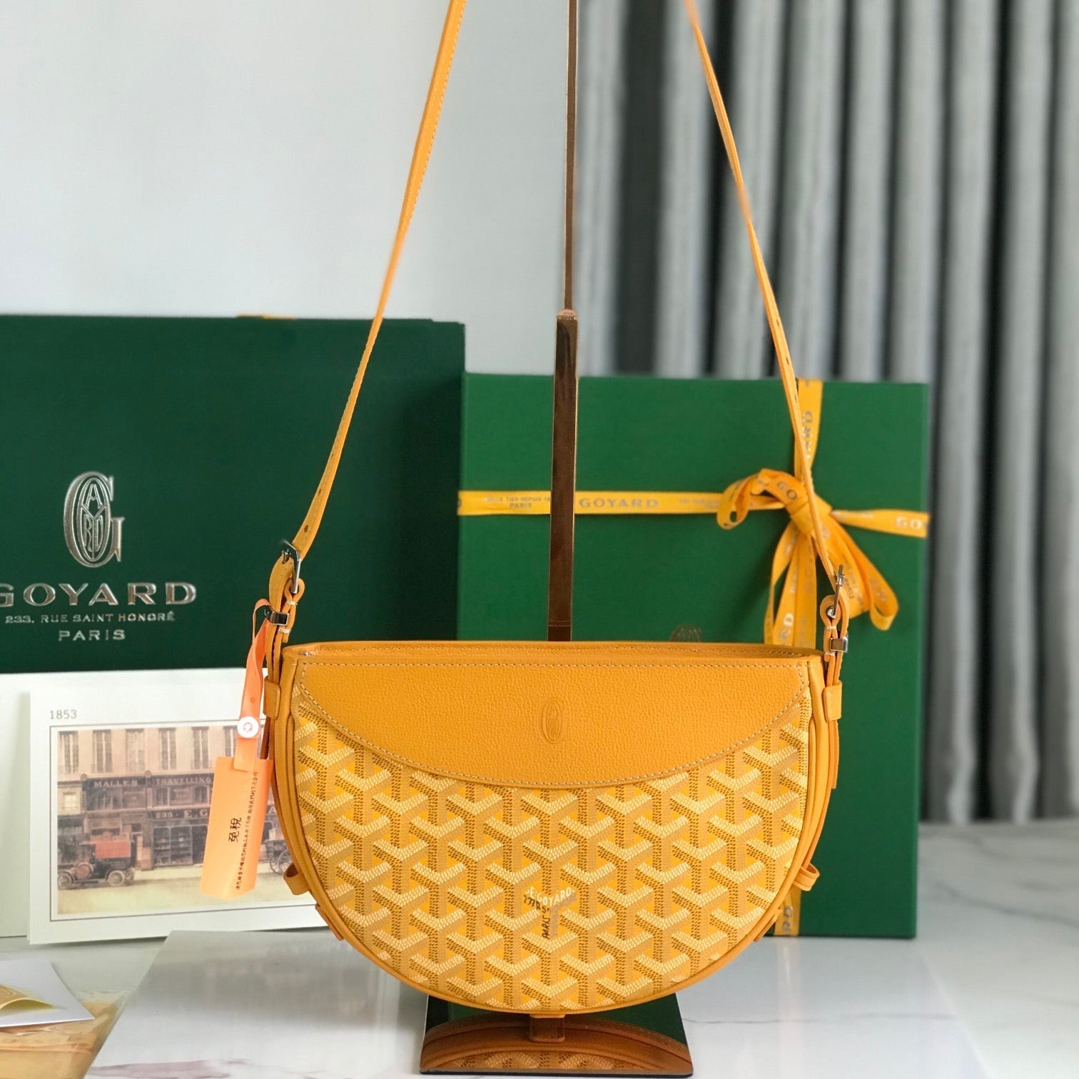 Goyard Hirondelle Bag 25 Cm Yellow Lambskin And Goyardine Canvas