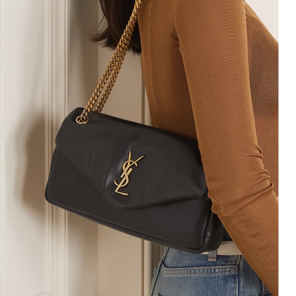 Saint Laurent Calypso Small In Plunged Black 27Cm 734153Aacqo1000