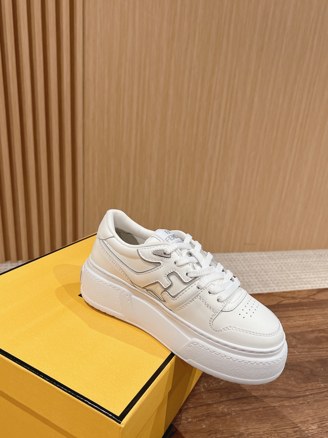 FENDI Match Canvas and suede platform low-tops Sneakers