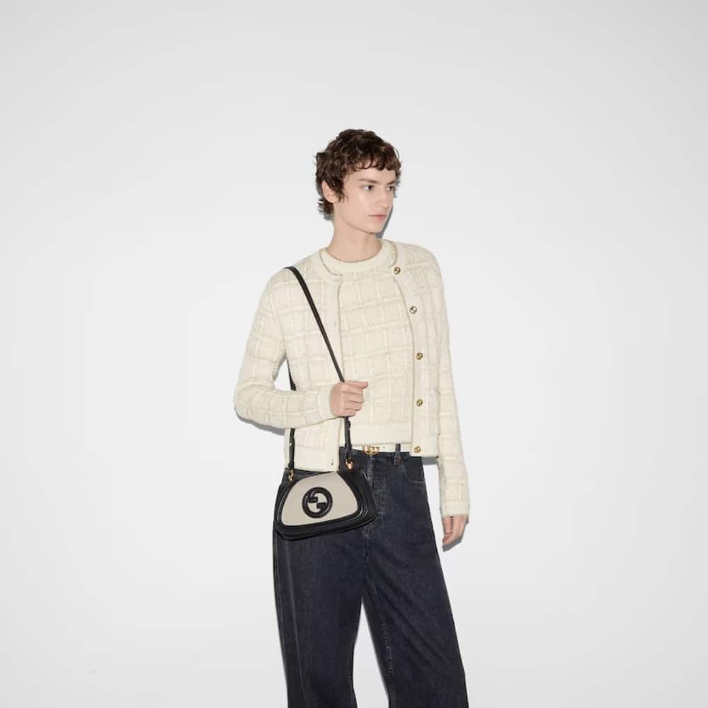 Gucci Blondie Mini Shoulder Bag Natural Black 22Cm 815700 Haakf 2546