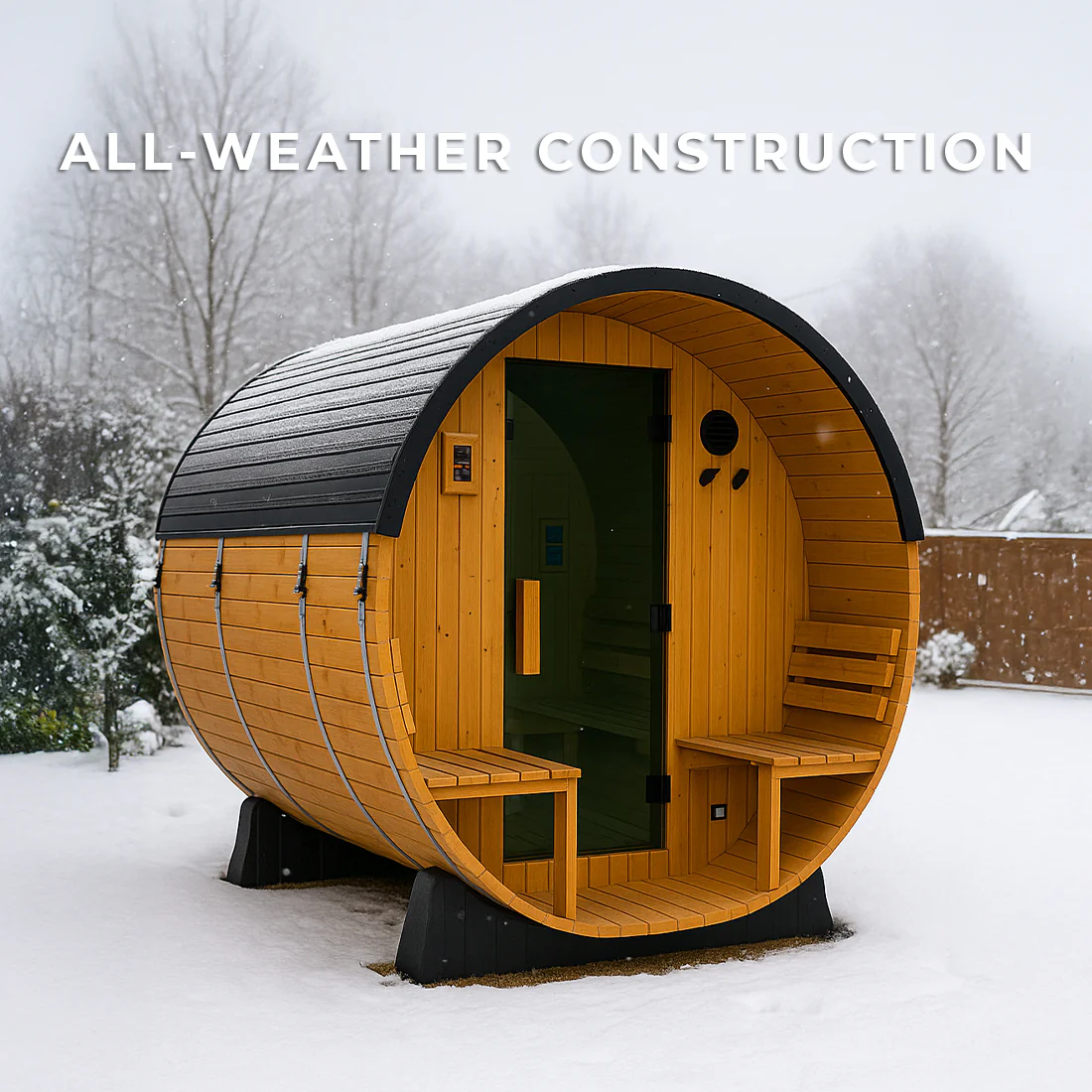 Paxton Outdoor Barrel Sauna with Porch �?4-6 Person