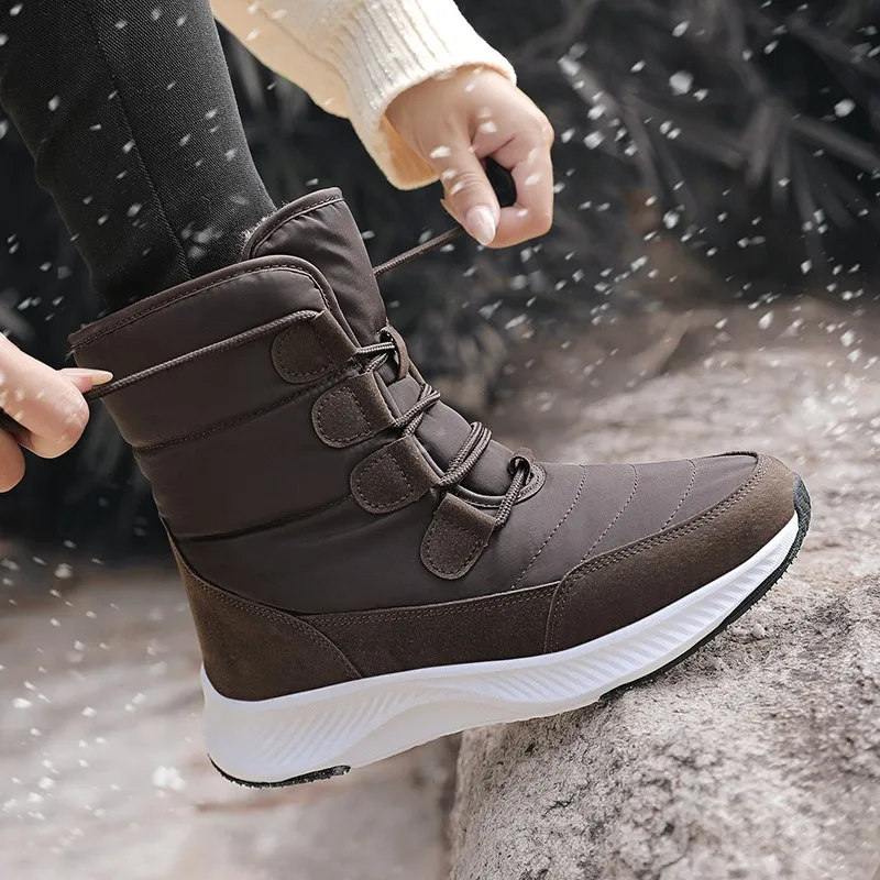 Waterproof Women Winter Boots Ladies Snow Boots Lace Up Ankle Boots Female Non Slip Warm Plush Winter Shoes Woman Big Size