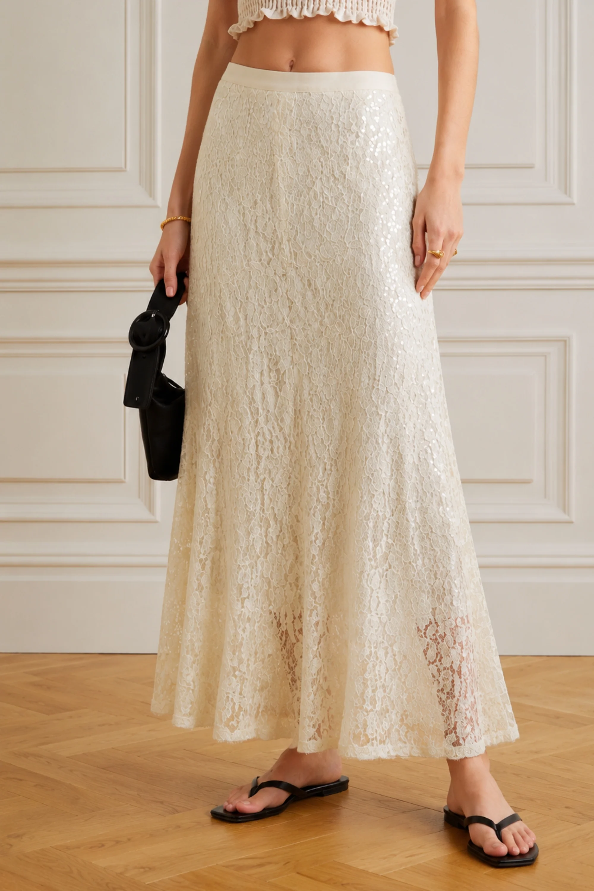 Vanilla Sequin Lace Skirt