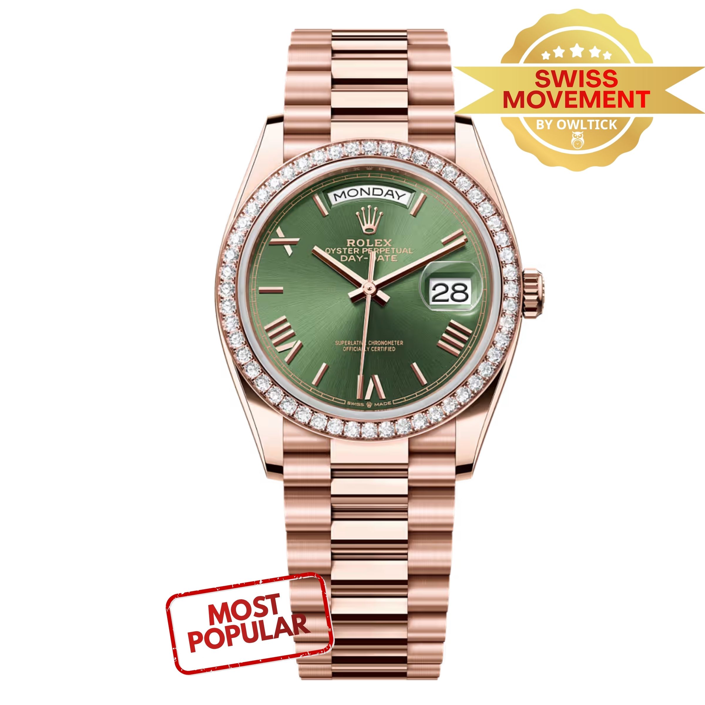 [Superclone] Rolex Day-Date 36mm Olive green Dial President 128345RBR