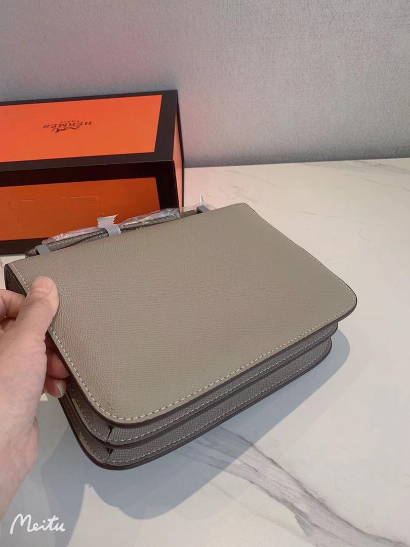 Hermes Constance Epsom Ck18 Etoupe Rose Gold Hardware 18Cm
