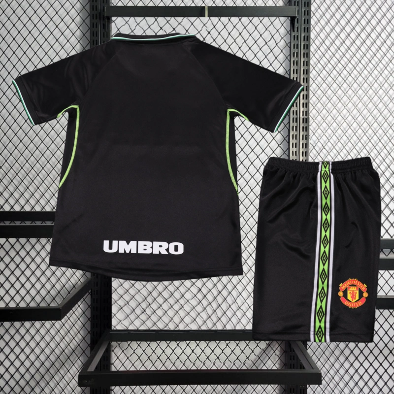 Retro KIDS 1998-99 KIDS Manchester United Third Shirt With BECKHAM GIGGS KEANE SHERINGHAM Football jersey retro